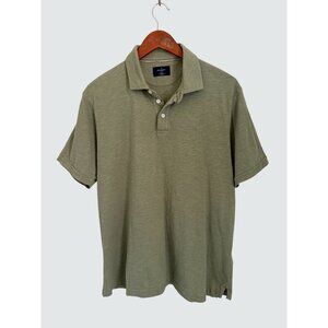 Hackett London Slim Fit Polo Shirt XL Green Cotton Linen Blend